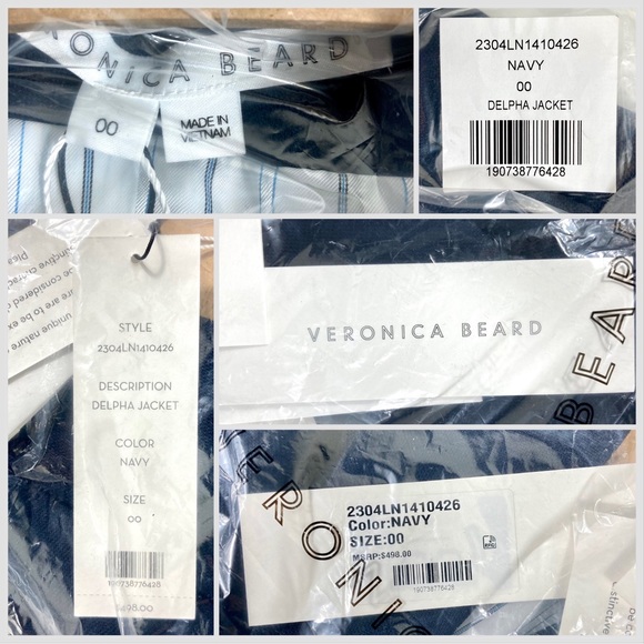 Veronica Beard Delpha Crop Jacket Blazer Navy Blue Linen 4 Designer 304LN1410426 - Picture 9 of 15